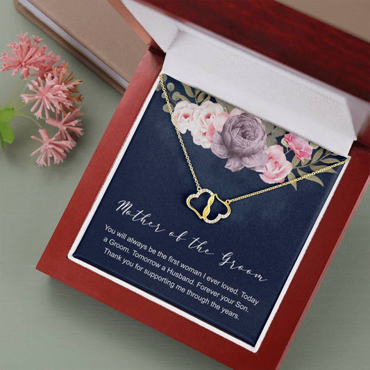 YOU WILL ALWAYS BE THE FIRST - CARD 10K Yellow Gold Hearts Necklace with 18Pave Set Diamonds