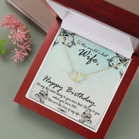 Birthday Gifts for Wife, To Wife from Husband Gift Necklace, Solid Gold Hearts Necklace with Diamonds