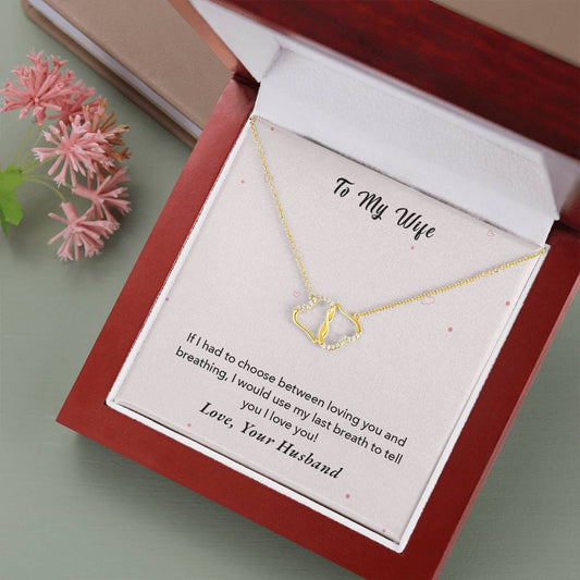 To My Wife-If I had to Choose Message Card Necklace, To Wife from Husband Gift Necklace, Solid Gold Hearts Necklace with Diamonds