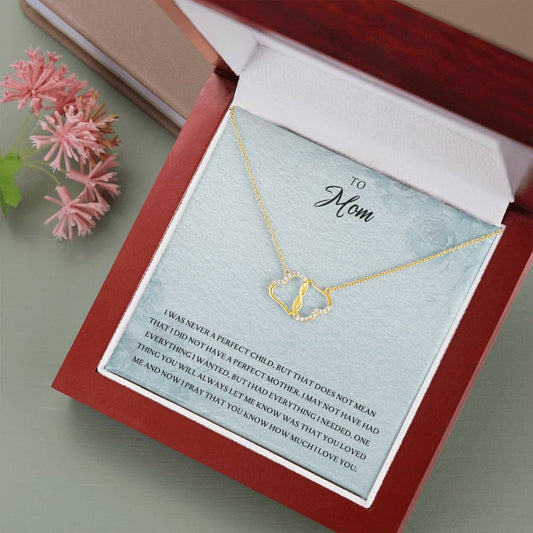 I WAS NEVER A PERFECT CHILD - CARD 10K Yellow Gold Hearts Necklace with 18Pave Set Diamonds