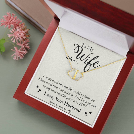 To My Wife Gifts, To Wife from Husband Gift Necklace, Solid Gold Hearts Necklace with Diamonds