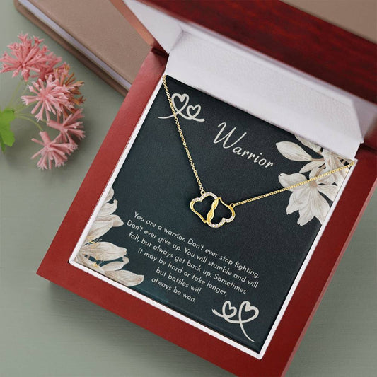 WARRIOR - CARD 10K Yellow Gold Hearts Necklace with 18Pave Set Diamonds