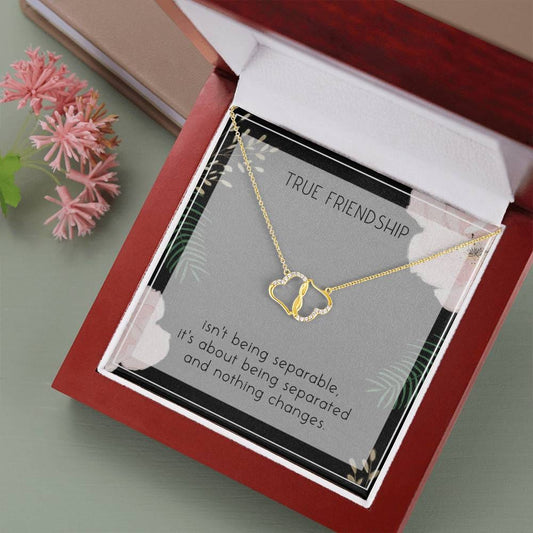 TRUE FRIENDSHIP 10K Yellow Gold Hearts Necklace with 18Pave Set Diamonds