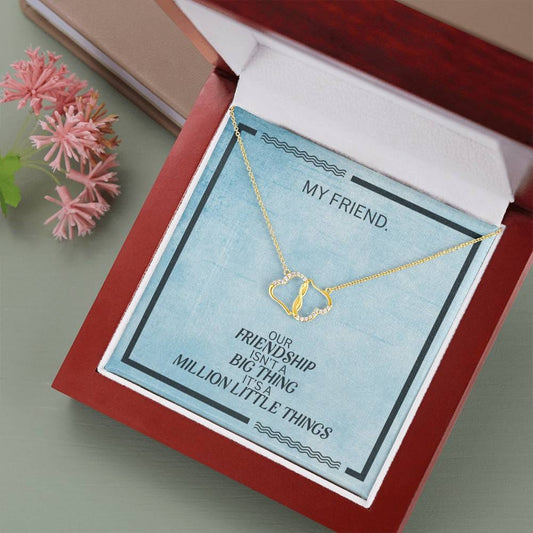 OUR FRIENDSHIP 10K Yellow Gold Hearts Necklace with 18Pave Set Diamonds