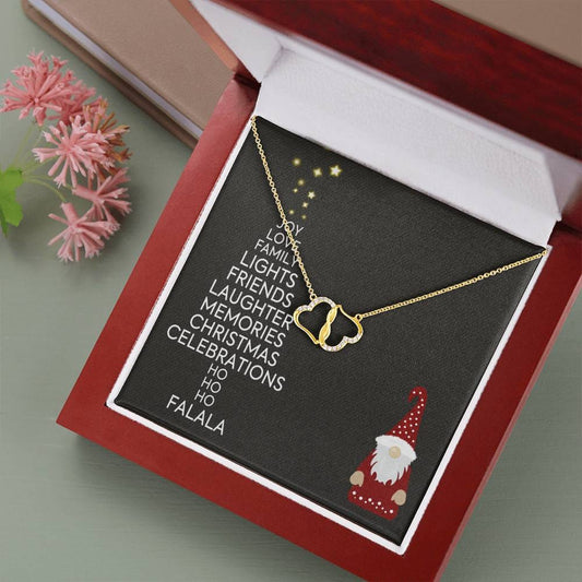 FALALA 10K Yellow Gold Hearts Necklace with 18Pave Set Diamonds