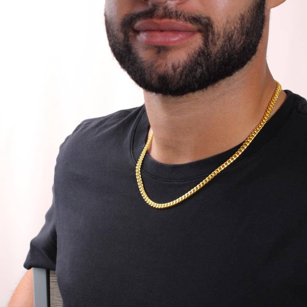 Cuban Link Chain Necklace, 14K Yellow Gold Over Stainless Steel