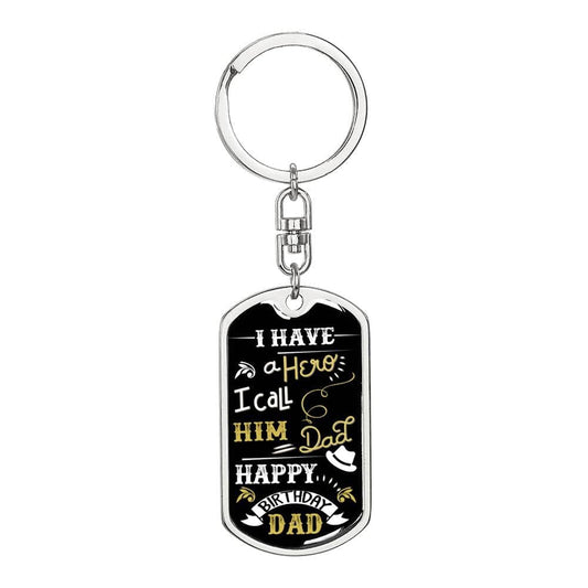 Birthday Graphic Dog Tag Keychain for Dad