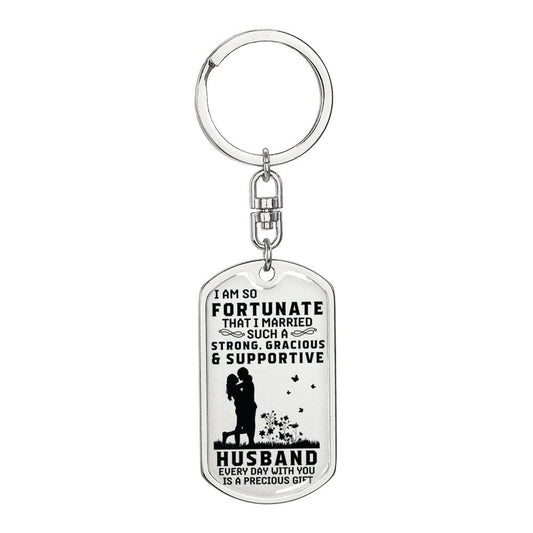 Graphic Dog Tag Keychain for Husband