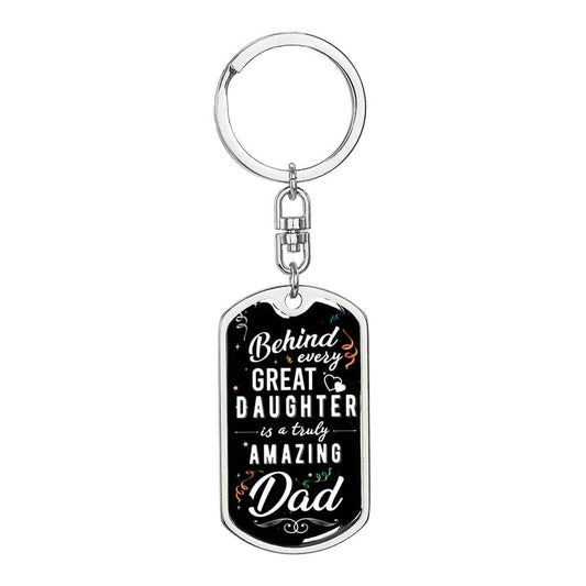 Amazing Dad Message on Graphic Dog Tag Keychain