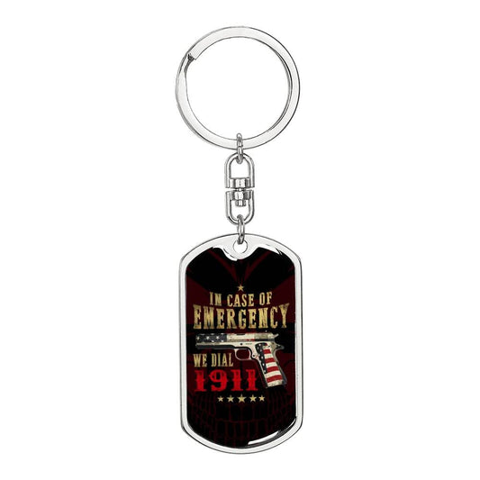 In case of emergency - Graphic Dog Tag Keychain for Dad