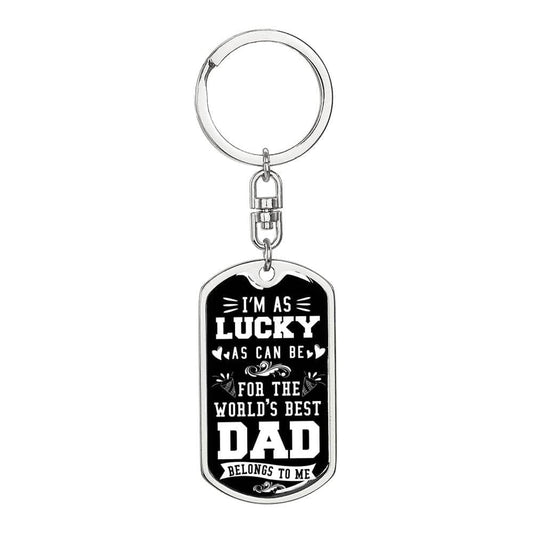 Birthday Graphic Dog Tag Keychain for Dad