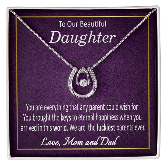To Our Beautiful Daughter Horseshoe Pendant Necklace