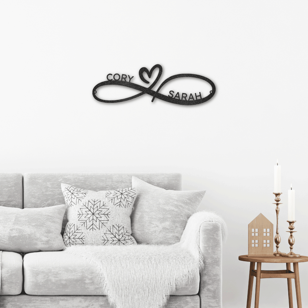 Personalized Metal Wall Art, Infinity Couples Monogram Metal Wall Art, Wedding Gifts, Anniversary Gifts, Metal Wall Art for Couples