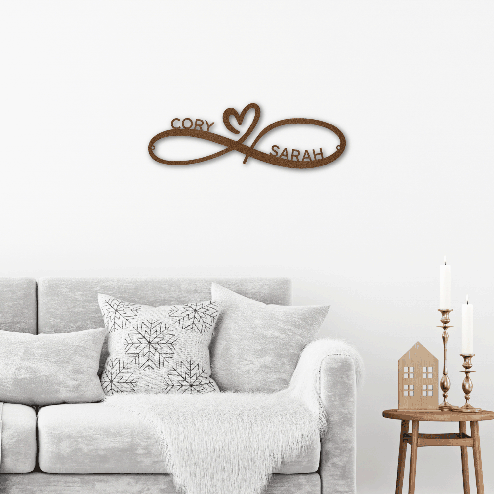 Personalized Metal Wall Art, Infinity Couples Monogram Metal Wall Art