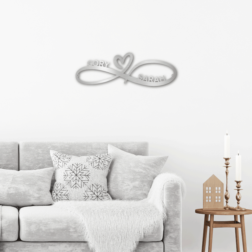 Personalized Metal Wall Art, Infinity Couples Monogram Metal Wall Art, Wedding Gifts, Anniversary Gifts, Metal Wall Art for Couples