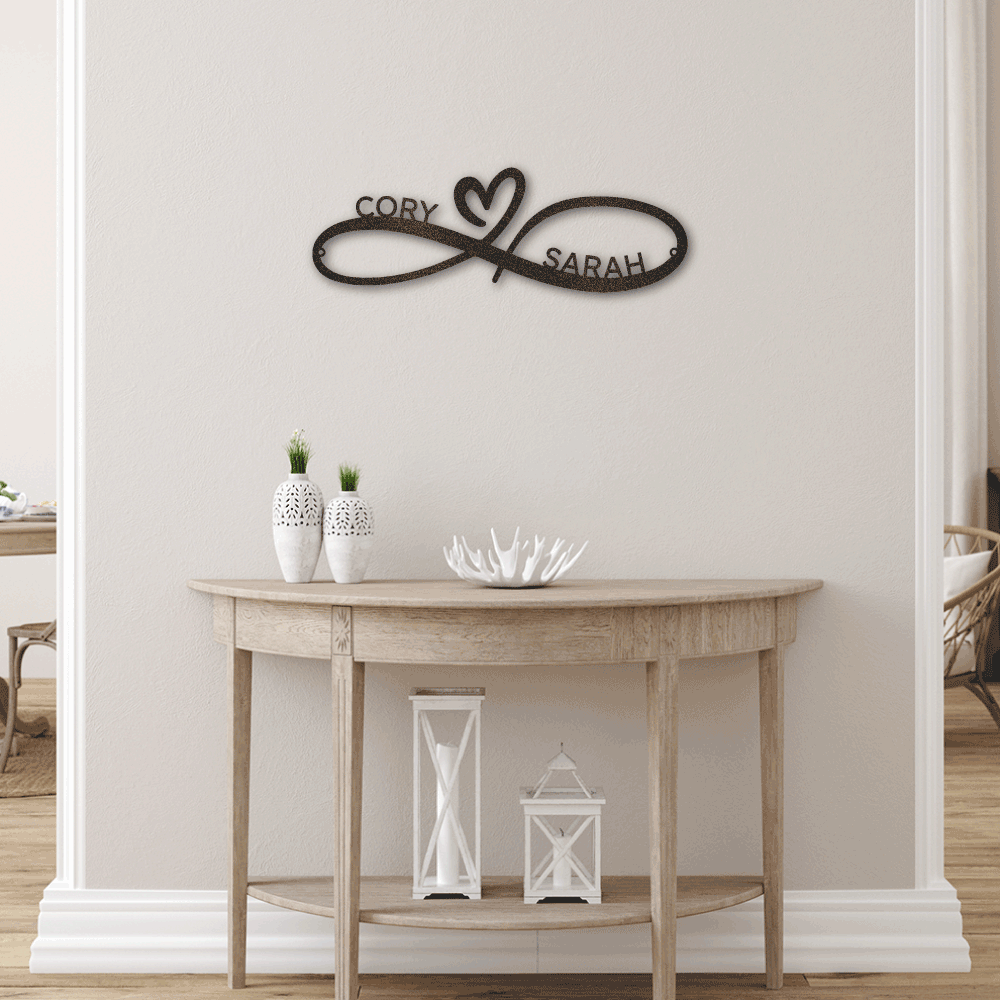 Personalized Metal Wall Art, Infinity Couples Monogram Metal Wall Art