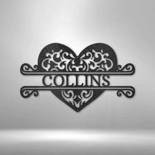 Personalized Metal Wall Art, Fancy Heart Monogram Metal Wall Art