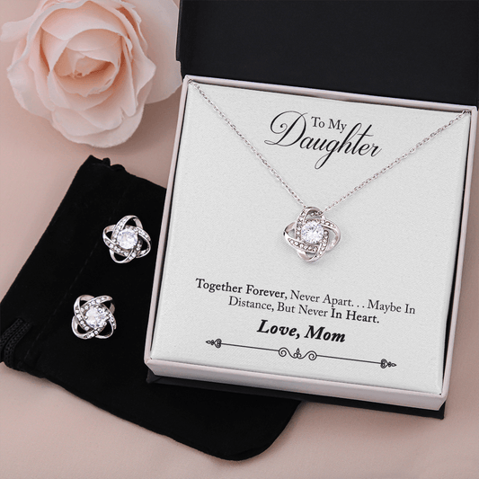To Daughter from Mom Love Knot Earring & Necklace Set