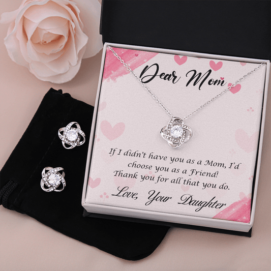 Dear Mom-Happy Mother’s Day! Love Knot Earring & Necklace Set