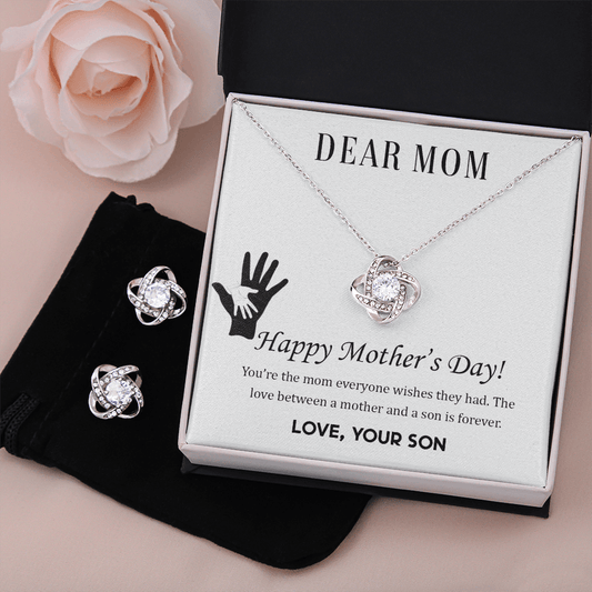 Dear Mom,  Happy Mother’s Day! You’re the mom Love Knot Earring & Necklace Set