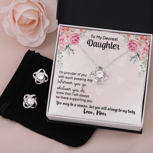 Dearest daughter Love Knot Earring & Necklace Set