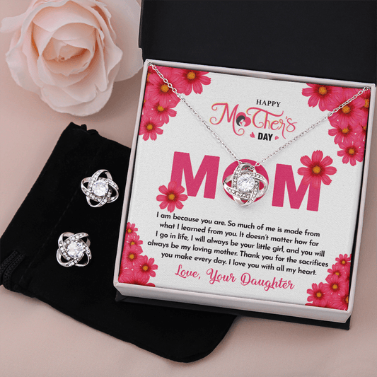 I AM BECAUSE YOU ARE - CARD Love Knot Earring & Necklace Set