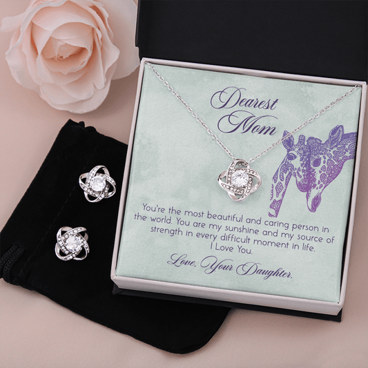 DEAREST MOM - CARD Love Knot Earring & Necklace Set