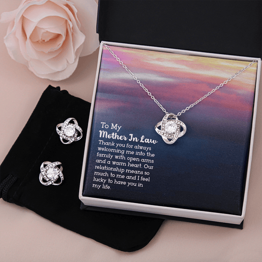 Mother In Law Love Knot Earring & Necklace Set