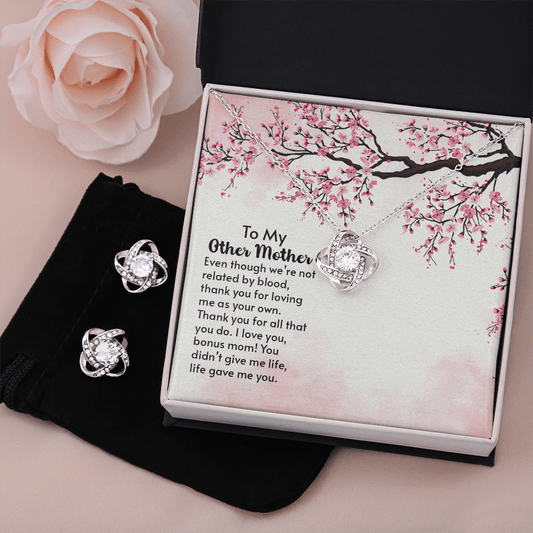 To My Other Mother Gift Necklace,  Love Knot Earring & Necklace Set