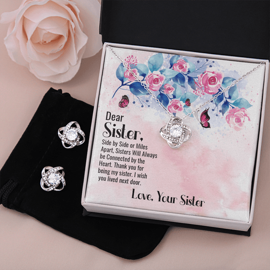 dear sister Love Knot Earring & Necklace Set