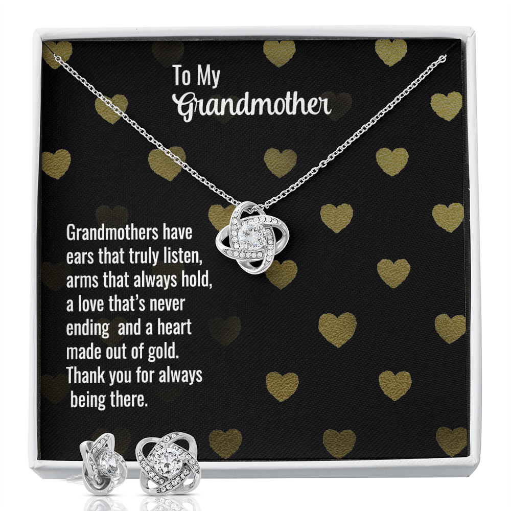 grandmother Love Knot Earring & Necklace Set