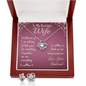 To My Beautiful Wife Gift Necklace, Without you I am nothing Love Knot Earring & Necklace Set