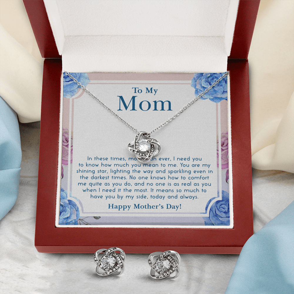 To My Mom, IN THESE TIMES - CARD Love Knot Earring & Necklace Set