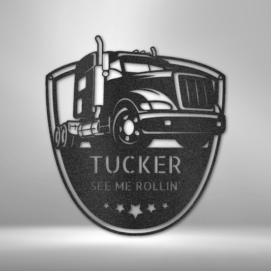 Trucker Monogram Steel Sign, Steel Sign for Truckers