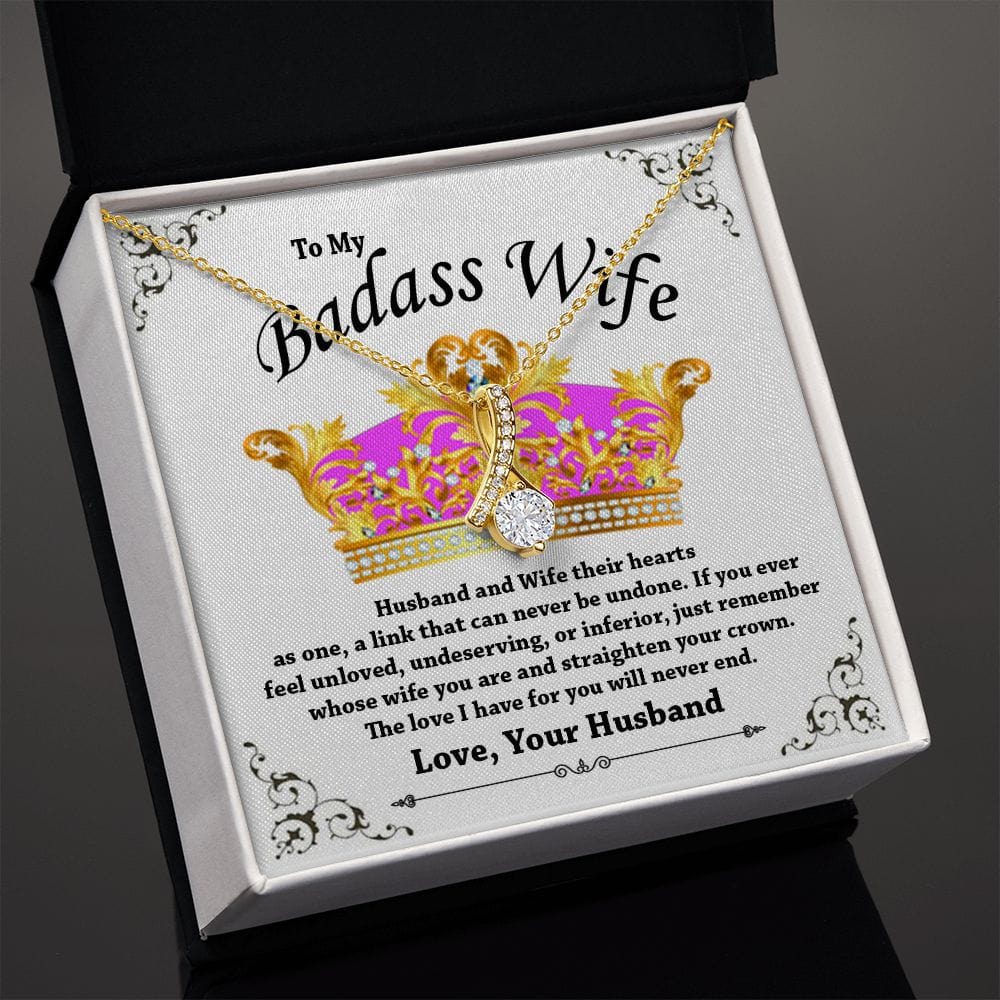 To My Badass Wife Gift Necklace / Alluring Beauty Pendant Necklace from Husband
