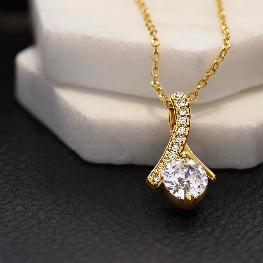 To Our Beautiful Daughter Necklace from Mom and Dad / White and Yellow Gold Pendant Necklace