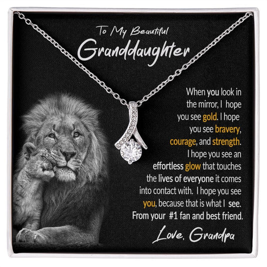 To My Granddaughter Gift Necklace from Grandpa, Alluring Beauty Pendant Necklace for Granddaughter