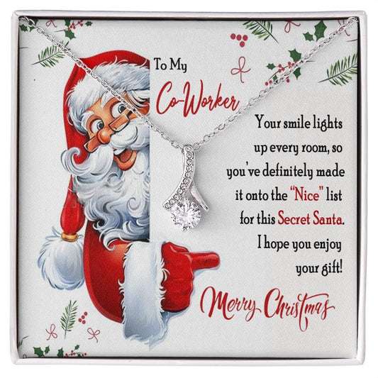Secret Santa Gift for Co-Worker / To My Co-Worker Gift Necklace / Office Christmas Party Gift Exchange Gift
