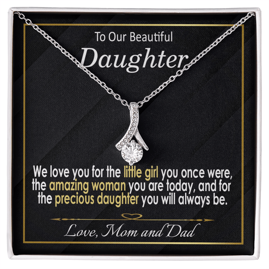 To Our Daughter, Love Mom & Dad - White and yellow Gold Necklace