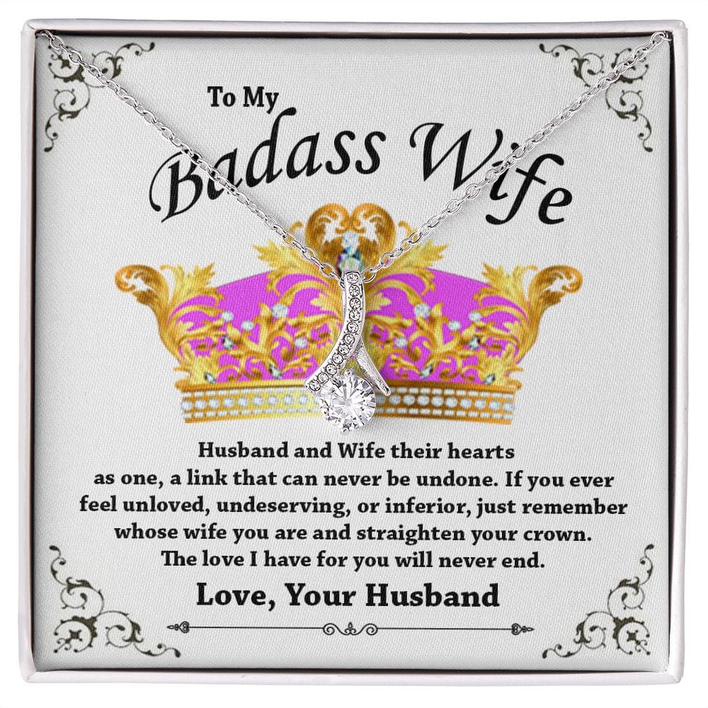 To My Badass Wife Gift Necklace / Alluring Beauty Pendant Necklace from Husband