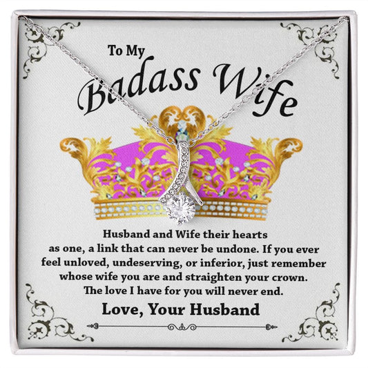 To My Badass Wife Gift Necklace / Alluring Beauty Pendant Necklace from Husband