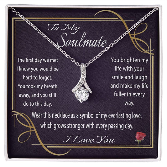 To My Soulmate Gift Necklace, Alluring Beauty Pendant with Loving Message Card
