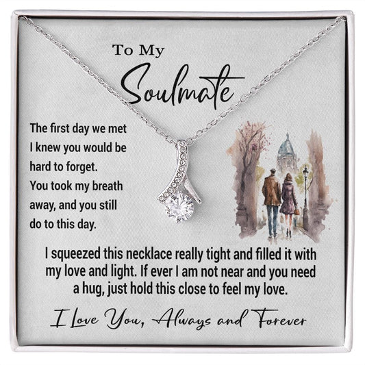 To My Soulmate Gift Necklace, Alluring Beauty Pendant Necklace with Loving Message Card