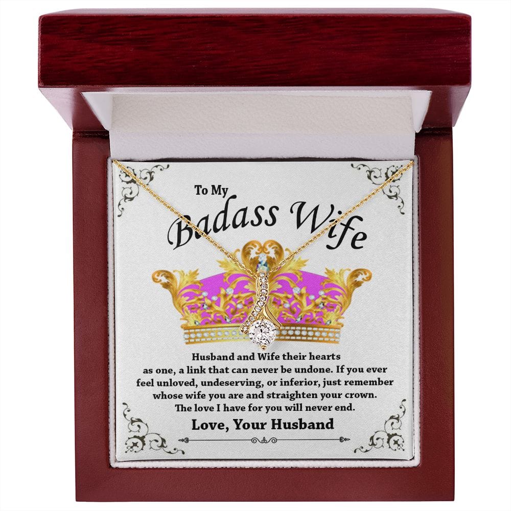 To My Badass Wife Gift Necklace / Alluring Beauty Pendant Necklace from Husband