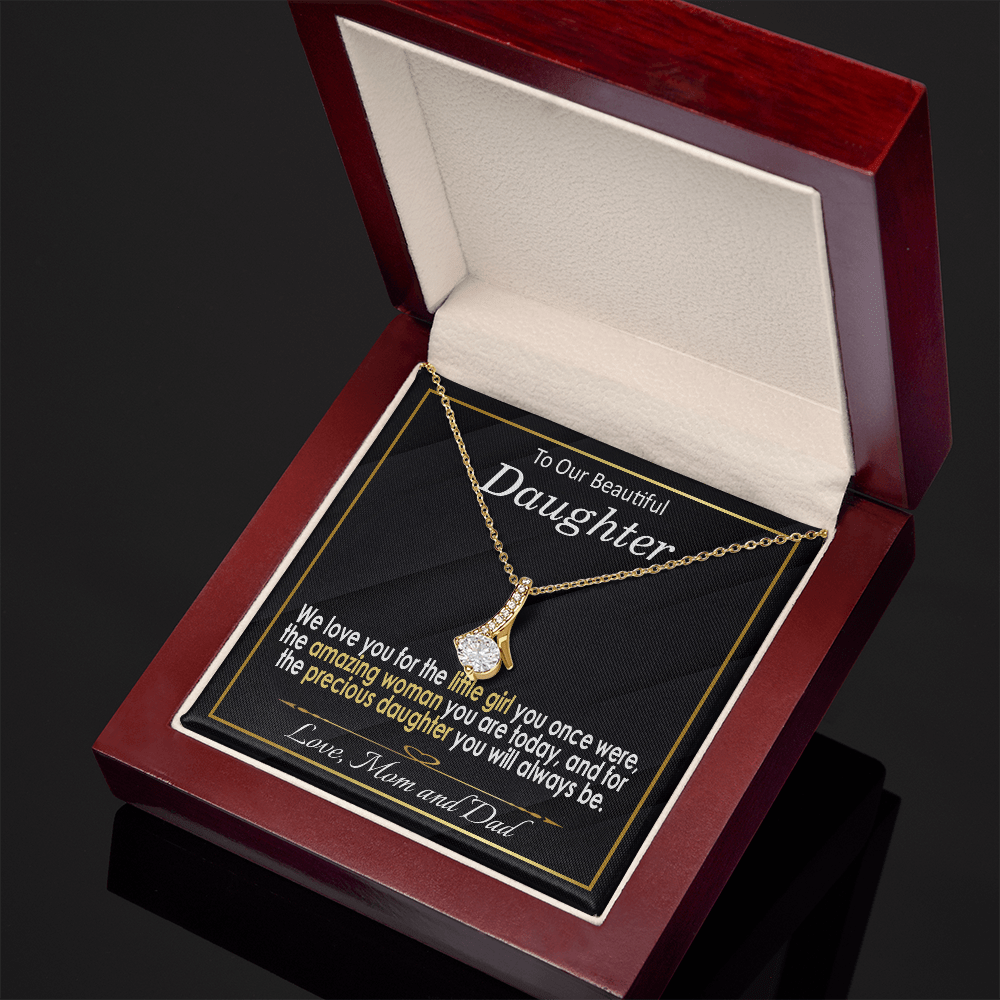 To Our Daughter, Love Mom & Dad - White and yellow Gold Necklace
