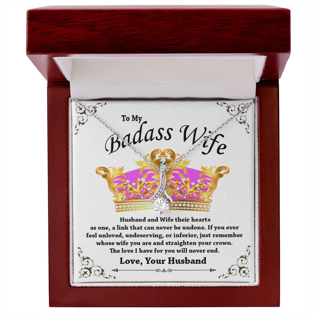 To My Badass Wife Gift Necklace / Alluring Beauty Pendant Necklace from Husband