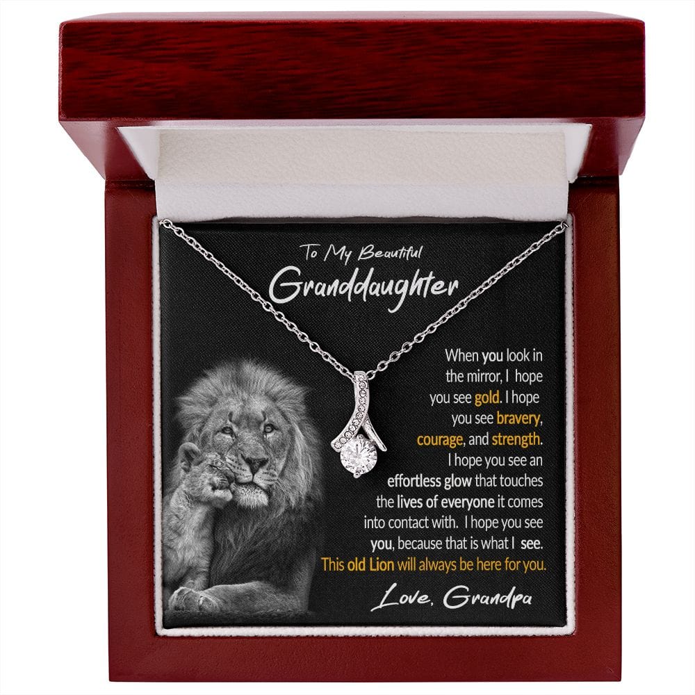 To My Granddaughter Gift Necklace with Loveing Message Card from Grandpa, Alluring Beauty Pendant Necklace for Granddaughter