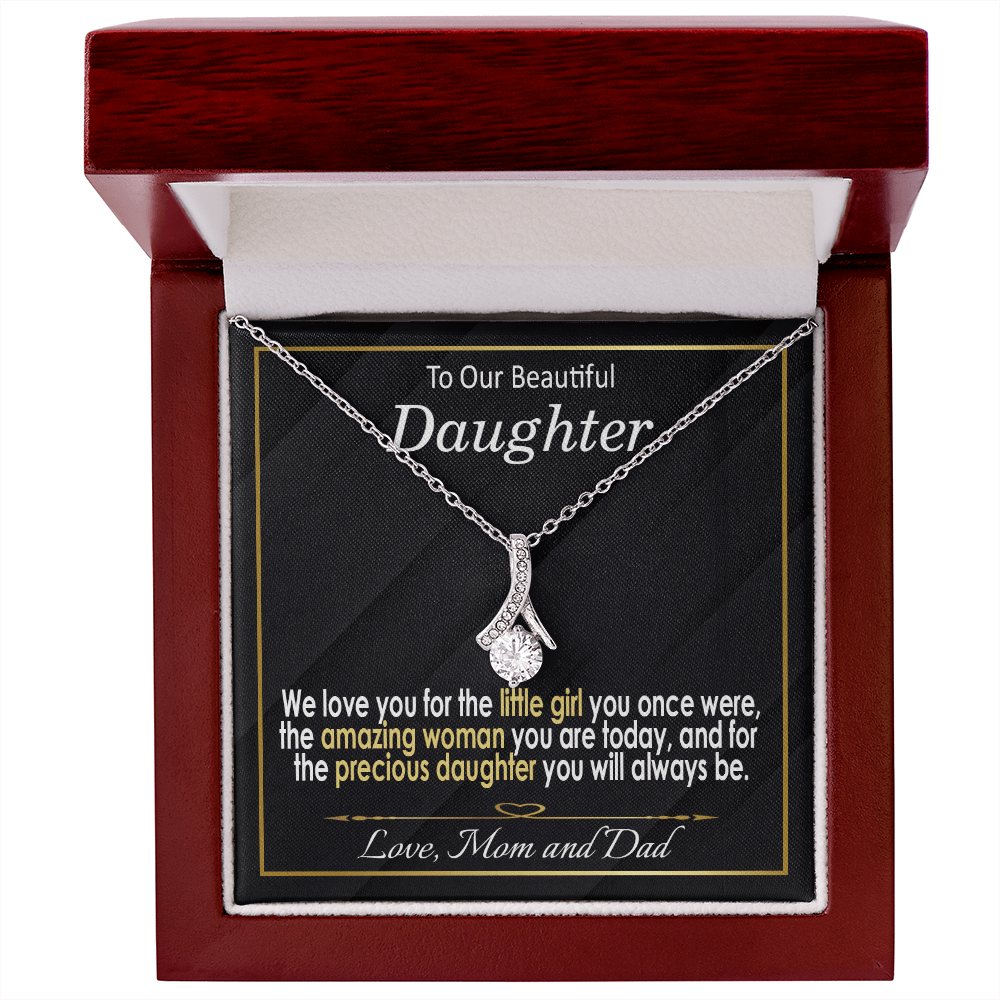 To Our Daughter, Love Mom & Dad - White and yellow Gold Necklace