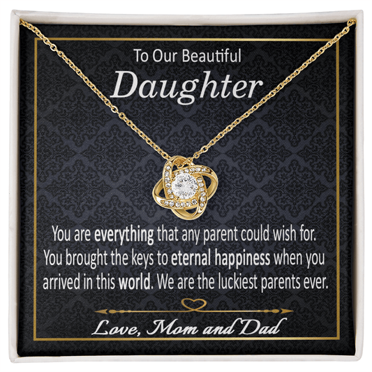 To Our Beautiful Daughter Love Knot Necklace, To My Daughter