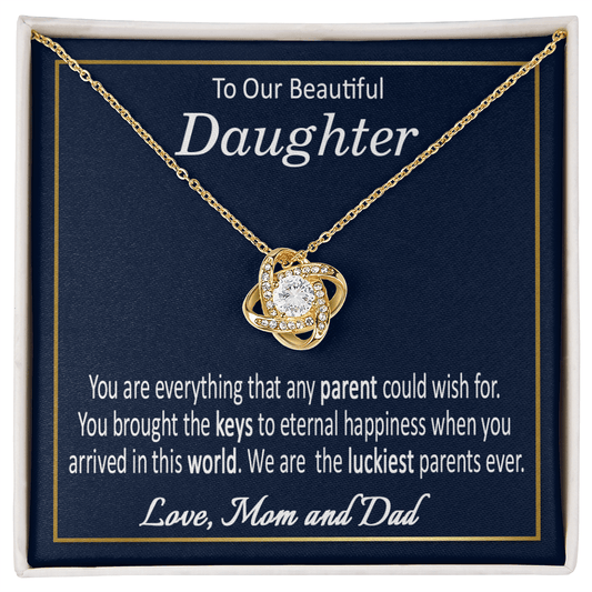 To Our Beautiful Daughter Love Knot Necklace